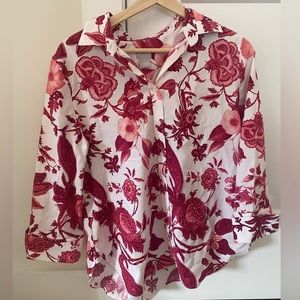 Chico’s Non Iron Stretch Floral Paisley Shirt Pink - Size 1/M